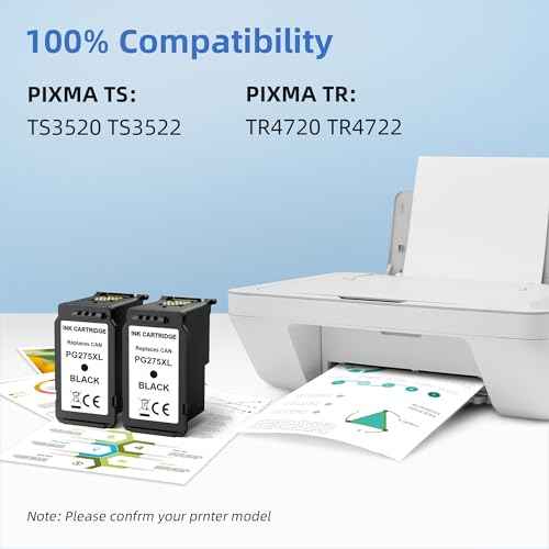 275XL Black Ink Cartridge Value Pack Replacement for Canon PG-275 XL 275 XL Ink Compatible with TS3520 TS3522 TR4720 TR4722 Printer (2 Black)