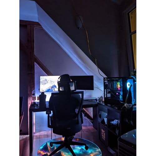 Gaming Chair Mat LED RGB Gaming Lights (Mountains 47¡±) - Noise Cancelling, Anti-Slip Gamer Floor Mat ? Scratch Resistant Computer Gaming Mat for Chair ? Office Chair Mat for Hardwood Floor