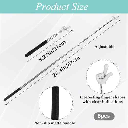 5Pcs Pointer Finger Stick ? Multipurpose Teacher Supplies Pointer Stick, Classroom Pointer and Finger Pointer Stick, Engaging Colors ? Classroom Essentials for Effective Presentations