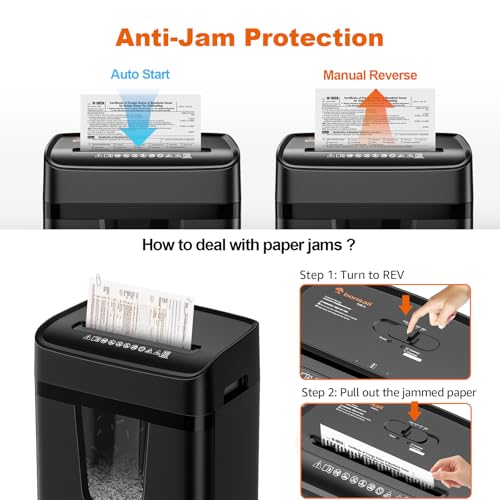 Bonsaii 12-Sheet Cross Cut Heavy Duty Paper Shredder - Black, 12CC Model