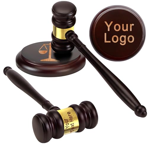 Personalized Wooden Gavel and Sound Block Set for Judges & Lawyers