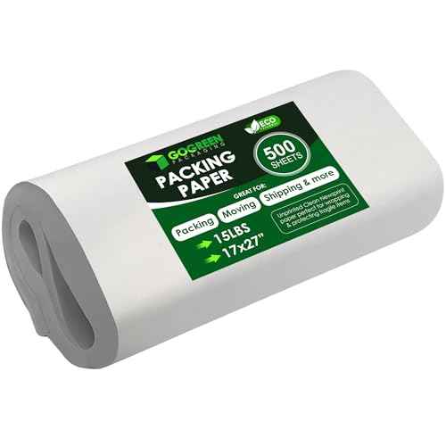 Eco Friendly - Newsprint Packing Paper Sheets for Moving - 500 Newsprint Paper Sheets for packing supplies -15 lb - 17" x 27" Moving Supplies Packing paper for Dishes and Glasses - Made in USA