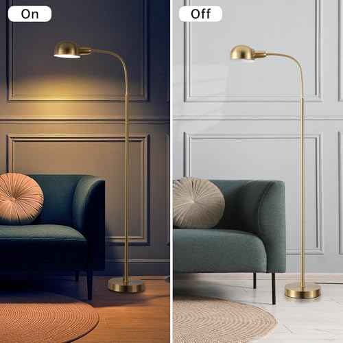 Adjustable Floor Reading Lamp Standing Lamps with Remote Control Gooseneck and Rotatable Shade, Modern for Living Room Bedroom Study Room Office Hotel