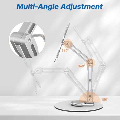 Swivel and Tilt Stand for Echo Show 15 (Gen 1, Gen 2), Portable Monitor Stand, Adjustable Angle and Height with 360¡Æ Rotation Bases, Switching Between Landscape and Portrait Screens (Silver)