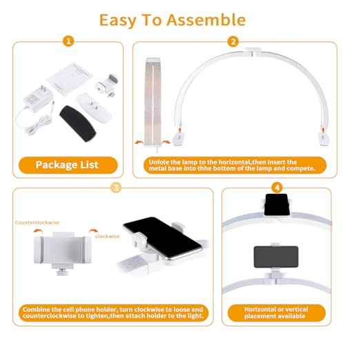 Half Moon Light for Nail Desk,29In Half Moon Lamp with Phone Holder,3000-6000K Nail Lamp Perfect LED Machine Light for Table (AB Diamond)