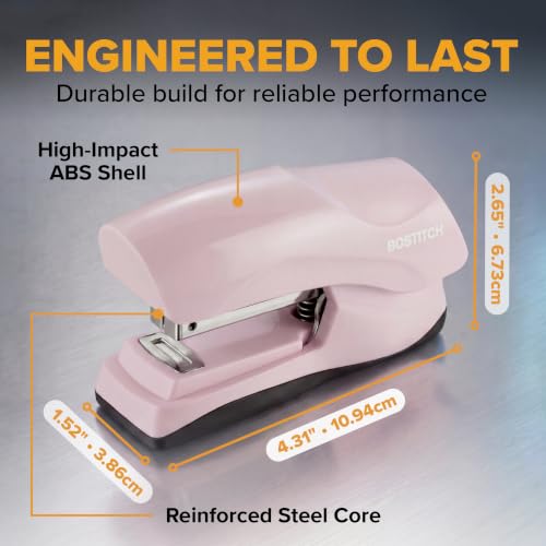 Bostitch Heavy Duty Stapler Pink Pack of 1 - 40 Sheet Capacity No Jam Office Stapler