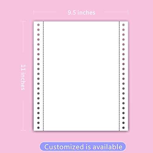FirstZi Blank 9.5x11 Inches Continuous Feed Computer Paper Fanfold for Dot Matrix Printers, 1000 Count per Box, White 1 Part, Margin Perforated, Perfect for Receipts, Invoices, Bill List