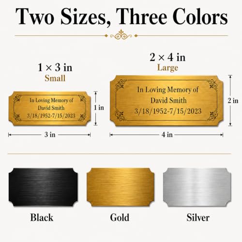Gold 3x1 Inch Engraved Name Plate - Personalized Brass Plaque for Trophies & Memorials
