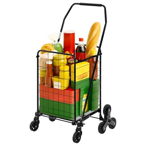YITAHOME Folding Stair Climber Cart, 360¡Æ Swivel Wheels & Tri-Wheel Design, Heavy Duty Utility Cart for Shopping, Laundry, Travel & Stairs, Ideal for Seniors