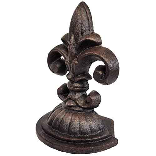 Lulu Decor, Fleur De Lis Sculpture, Door Stop, 2 Lbs, Door Stopper (Antique Black)