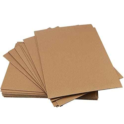 100 Pack 12 x 9 Inch Corrugated Cardboard Sheets, 2mm Thick Corrugated Cardboard Filler Inserts Flat Kraft Cardboard Sheets For Shipping, Mailing, Crafts