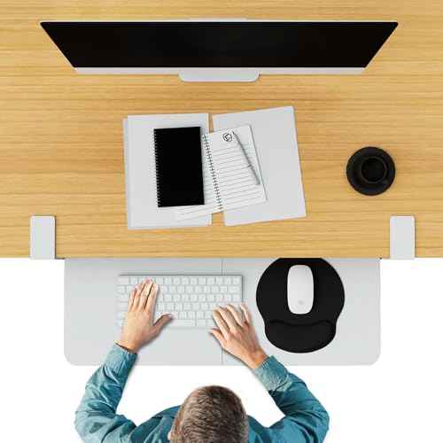 Desktop Keyboard Tray, Under Desk Pull Out, 26.77" X 11.81" Large Size Keyboard Tray with C-Clip Mount, Easy Installation, Computer Keyboard Stand, for Home Study and Office