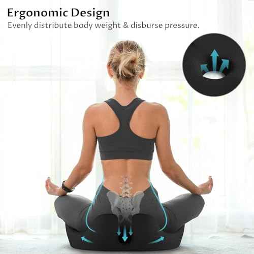 Ryoko Seat Cushion, X Large Memory Seat Cushion for Office Chairs, Car Seat, Airplane, Wheelchair, Pressure Relief Sciatica and Tailbone Pain Relief for Long Sitting Office Workers, Car Drivers