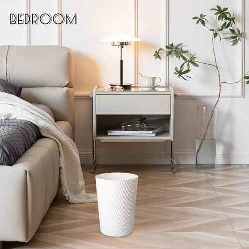 UUJOLY Small Trash Can Wastebasket Garbage Can Container Bins for Bathrooms, Laundry Room, Kitchens, Offices, Kids Rooms, Dorms (White)