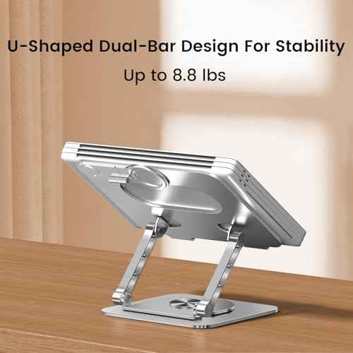 Laptop Stand with Magnetic Phone Holder for Desk, Ergonomic Foldable Laptop Riser with 360¡Æ Rotating Base, Compatible with MacBook Pro, Fits 10-16 Inch Notebook
