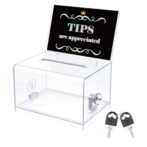 Uniclife Standard Acrylic Donation & Suggestion Box with Lock, 6.2x4.7x4 inches