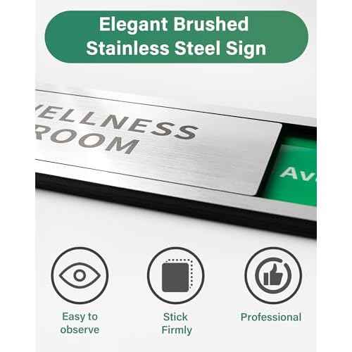 Conference Room Office Door Signs Do Not Disturb, In Use/Available Slider Sign for Home Office Wellness Conference Vacant Occupied Privacy Sliding Door Sign£¬Brushed Silver