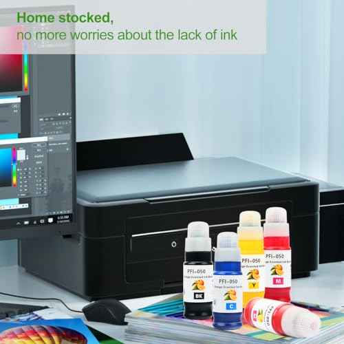 Ink Bottle PFI-050 Pigment Ink Tank 70ML (4-Pack, Black Cyan Magenta Yellow) PFI-050 PFI-050 Ink Cartridge Replacement for Canon imagePROGRAF TC-20 TC20MFP Large Format Printer