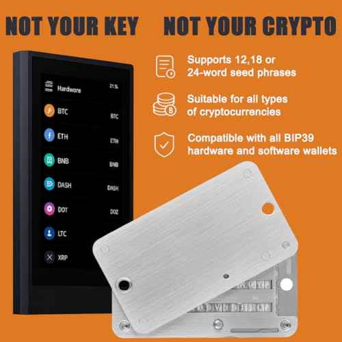 Crypto Seed Storage, Crypto Stanless Steel Capsule Metal Wallet, Cold Storage Backup, 24 Words Bitcoin Key Phrase Storage, Steel Plate, Compatible with Ledger, Trezor, KeepKey