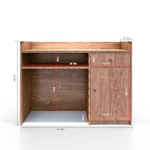 Modern Reception Desk with Drawer and File Cabinet ? Front Counter Table for Office, Salon, Spa, Retail ? Small Reception Desk for Small Spaces (European Oak, 47.24in)