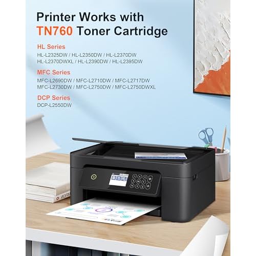 E-Z Ink Pro TN760 TN-760 TN730 TN-730 Toner Cartridge Replacement for Brother tn760 TN-760 to Use with HL-L2350DW HL-L2370DW HL-L2390DW HL-L2395DW MFC-L2710DW MFC-L2750DW Printer(4black)