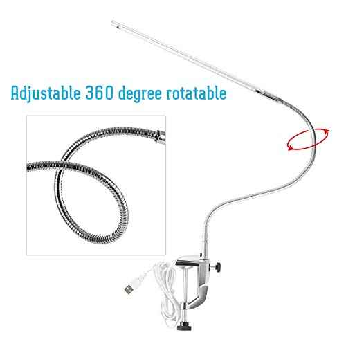 Clip On Lamp, USB Led Nail Tech Desk Bedside Lamp, Professional Gooseneck 360 Swivel with Switch, Eye Care Led Clamp for Reading