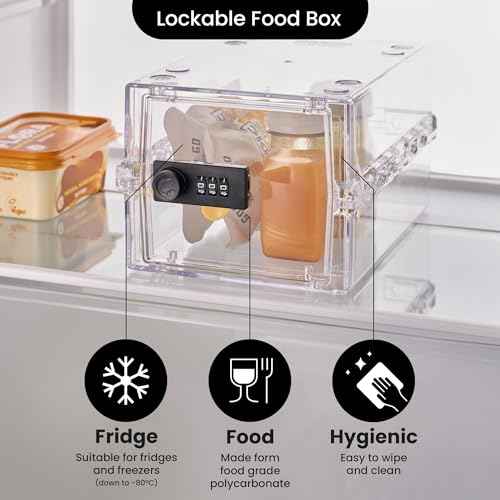Lockabox Mini¢â | Small Lock Box with Combination Lock (Half Letter Sized) | Mini Lockable Box for Small Medicines, Snacks & Mobile Phones | External Size 8.8 x 6.1 x 4.7 Inches (Crystal)