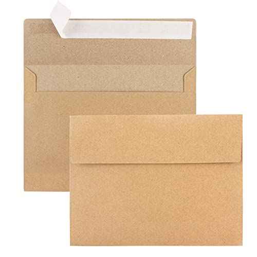 50 Pack Kraft Envelopes,A7 Envelopes,5x7 Envelopes for Invitations,Wedding, Baby Shower,Brown Kraft Envelopes for Personalize Gift Cards, Birthday Party