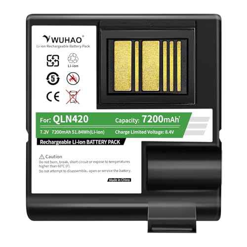 WUHAO QLN420 ZQ630 Battery Upgraded 7200mAh for Zebra QLN420 ZQ630 ZQ63-AUWA000-00 ZQ63-ACFAC10-00 Barcode Label Printer Replacement Battery P1050667-016 BTRY-MPP-68MA1-01