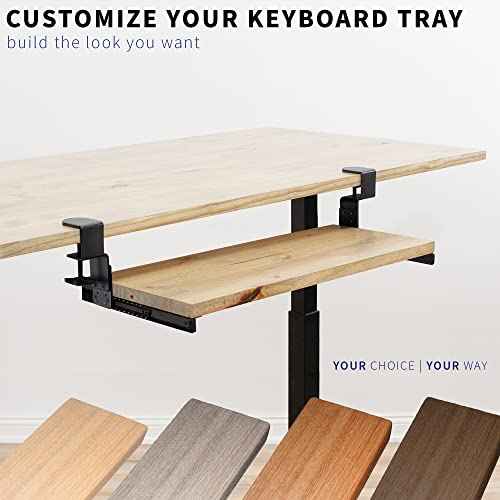 VIVO Height Adjustable Clamp and 12 inch Rail Set for DIY Custom Wooden Keyboard Trays (Tray Not Included), Under Desk Pull Out Slider Track with C-clamp Mount System, Black, MOUNT-RAIL02H