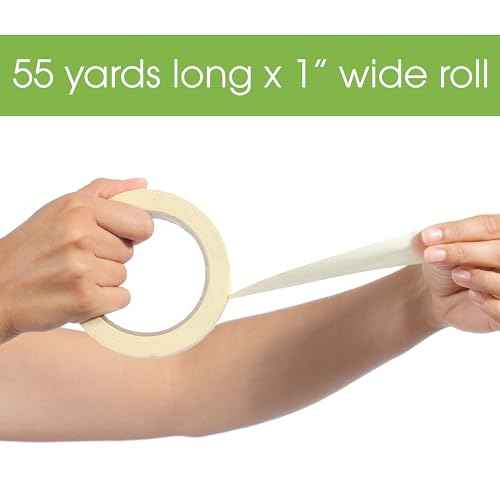 Masking Tape, 1 Inch x 55 Yards, Bulk 20 Pack, White Beige Color, Adhesive Painting Tape, Bulk Pack General Purpose Masking Tape, 20 Rolls x 55 Yards, 1100 Total Yards (20 Pack)