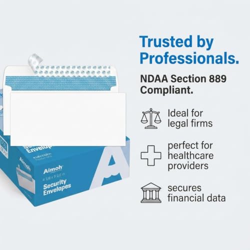Aimoh #10 Double Window Self-Seal Security Envelopes 500 Ct.