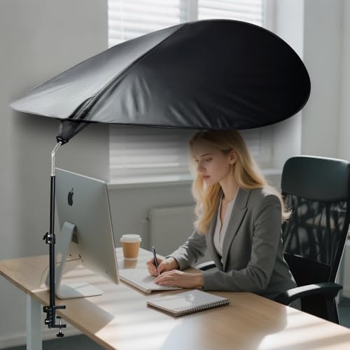 VSUNTENT 39" Round Office Cubicle Light Shade with Clamp, Anti-Glare Sunlight Blocker (Black) - 36" Version