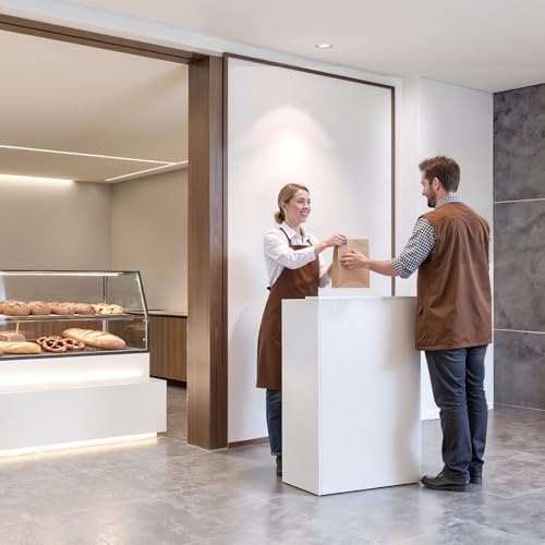 White Reception Desk with Lockable Drawer - Modern Office Counter Table 23.6"