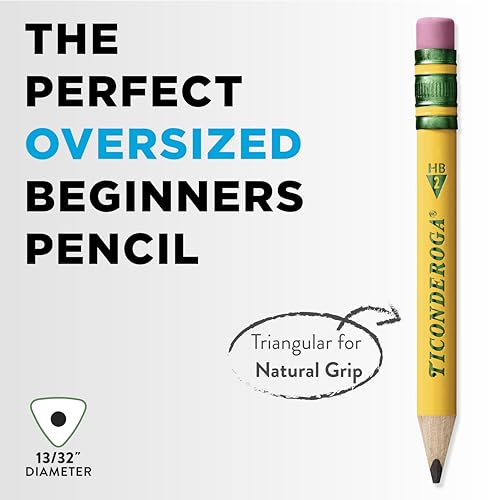 Ticonderoga My First Short Triangular #2 HB Kids Pencils - Safe, Easy Grip