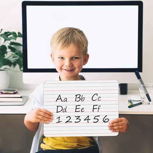 32 Pack Dry Erase Boards, 9"x12" Double Sided Easel Small Whiteboards with Lines for Kids, Education Teacher Classroom Bulk, Mini Portable Drawing Writing White Boards Lined Lapboards for Students