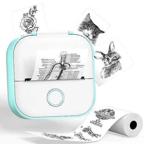 Phomemo Sticker Printer- T02 Print Pods Mini Sticker Printer Maker, Inkless Machine Portable, Bluetooth Thermal Pocket Photo Maker for Study Notes, Daily, Photos, DIY, Green