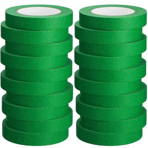Fainne 30 Pcs Green Painters Masking Tape Bulk 1 Inch x 55 Yard, General Purpose Paint Band Removable Adhesive Tape Multi Surface Roll for Painting Labeling School Supplies