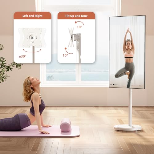 Small Mobile TV Stand for Most 10-48 Inches TV,Rolling TV Cart with Height Adjustable,¡¾10¡Æ Tilt, 360¡ÆSwivel, ¡¾30¡ÆLeveling,Max VESA 200X200mm,for Live Streaming,Home,Office (White, Style 1)