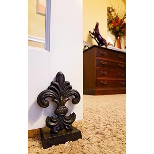 Lulu Decor, Cast Iron Fleur De Lis Door Stop, Royal Door Stopper in Antique Black Finish, 4lbs 1oz
