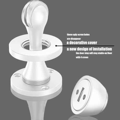 Solid Mental Magnetic Door Stop, Wall Mounted, White, 2 Pack
