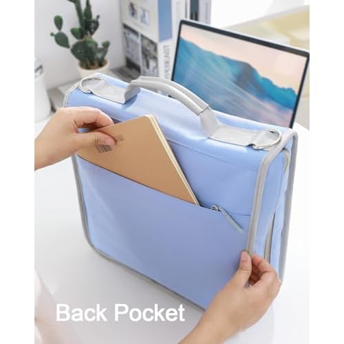 3" D-ring Zipper Binder with 700+ Sheets Capacity, 3-ring Zip Up Binder with Shoulder Strap for School, College, Office, Compatible with 13" MacBook & 12.9" Tablet (Light Blue)