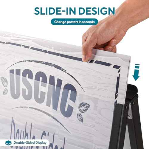 24 x 36 Heavy Duty Slide-in Folding A-Frame Sidewalk Sign Black Coated Steel Metal Double-Sided Pavement Sign (Frame only)