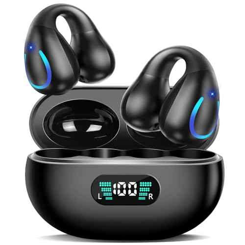 AI Translation Earbuds Real Time 144 Languages Clip On Earbuds Translator Headphones Audifonos Traductores Ingl?s Espa?ol Bluetooth 60H Playtime Headphones for Travel Business Meeting Learning Black