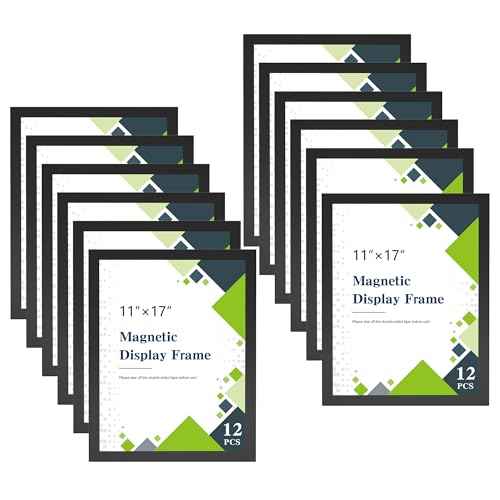 Relx 12 Pack Magnetic Sign Holder 11 x 17 Wall Mount, Self Adhesive Frames for Walls, Clear PVC Magnetic Picture Frame with Magnet Strip Border for Office, Home, Store, Restaurant Display