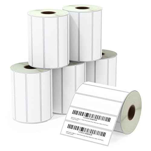 BETCKEY - 4" x 1" (102 mm x 25 mm) Multipurpose Labels Compatible with Zebra & Rollo Label Printer,Premium Adhesive & Perforated [6 Rolls, 8250 Labels]