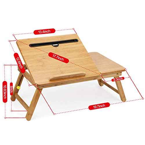Lap Desk Bamboo Bed Tray Table Fits up to 17.7 Inch Foldable Laptop Desk for Breakfast Homework Study Reading Eating Food Tray Table