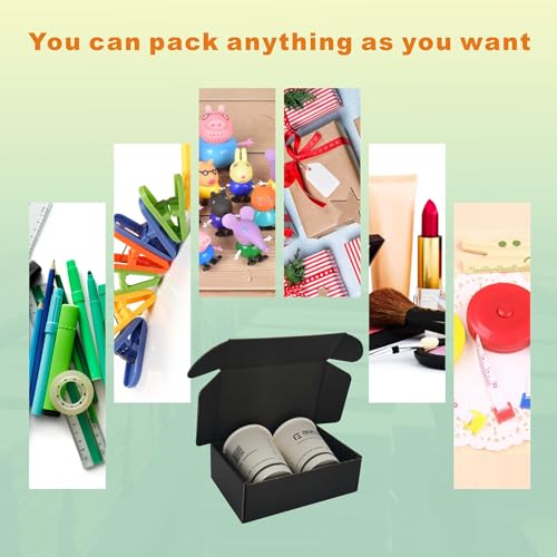6x4x2 Inch Small Shipping Boxes Black 50 Pack - Corrugated Mailers for Business