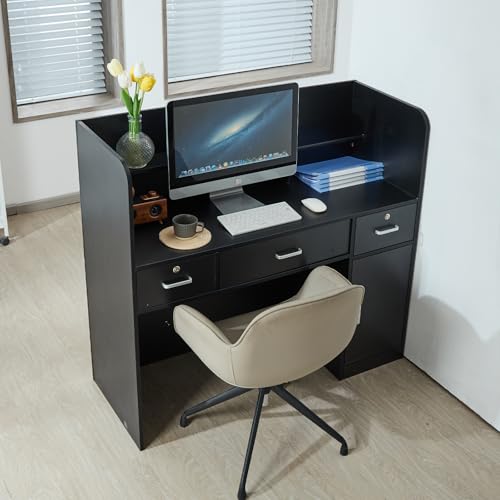 VEVOR Reception Desk 47 Inch Front Counter Table - Black