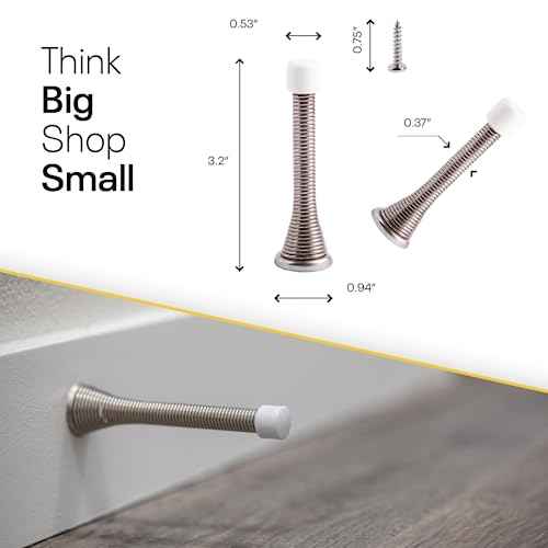Door Stoppers for Wall ? Spring Door Stopper with Rubber Tip ? 3-1/4" ? Pack of 4 ? Doorstop ? Ideal for Home, Offices, Schools